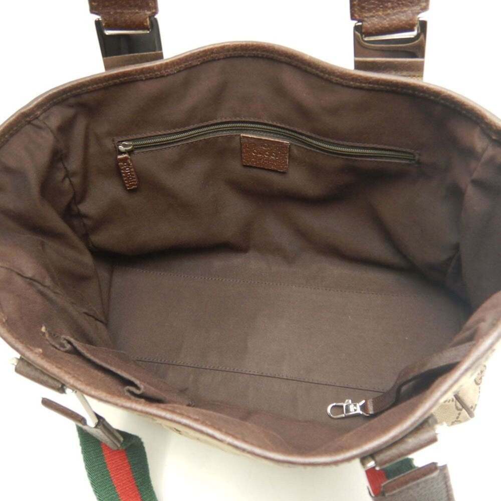 GUCCI Sherry Line 105810 Handbag GG Canvas x Leather Beige Women's 253780 - Picture 4 of 16